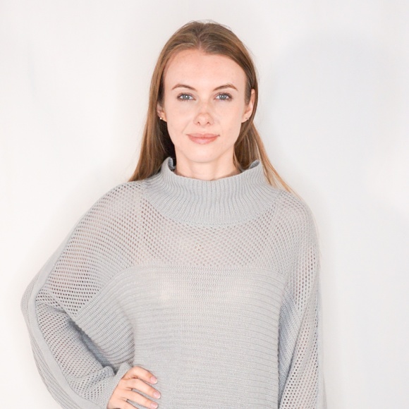 JOHN + JENN Grey Turtleneck Grey Dolman Sweater - Picture 7 of 8